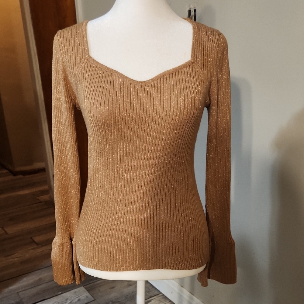 LOFT Tan V-Neck Sweater for Women